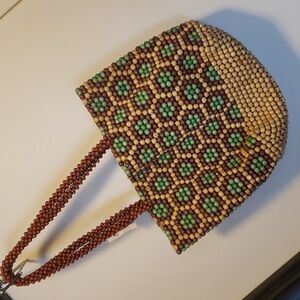 Vintage Wooden Bead Bag